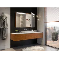armoire miroir avec deux bandes LED sur les portes miroir