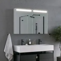 armoire miroir avec bandes lumineuses et 4 portes