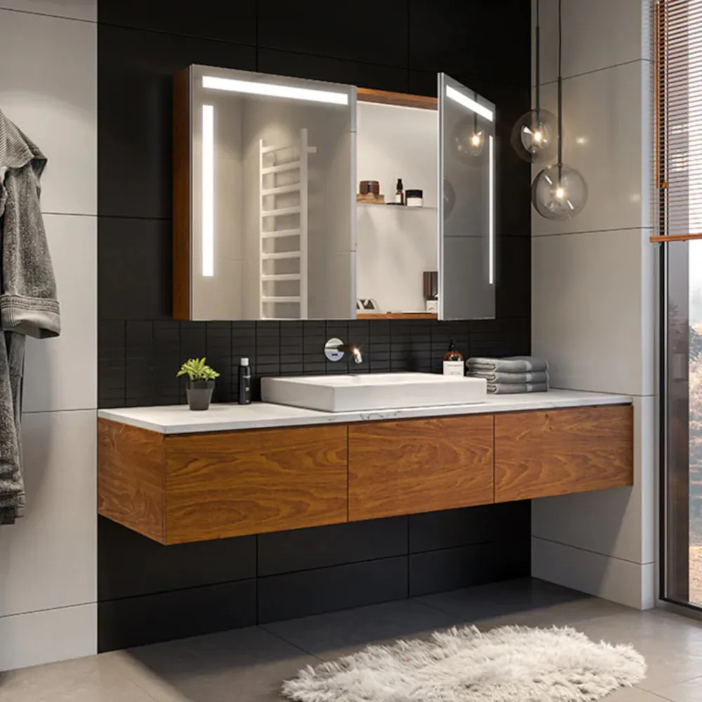 armoire configurable lumineuse avec portes miroir polyvalentes