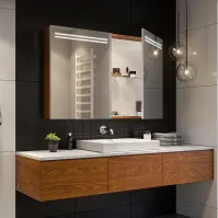 armoire salle de bains sur mesure avec éclairage discret