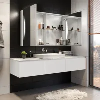 armoire à LED éclairant miroir sur lavabo