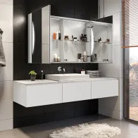 armoire à LED éclairant miroir sur lavabo