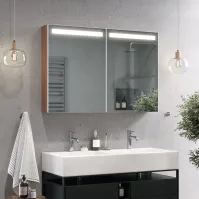 armoire multi-caisson avec miroir LED et branchement direct