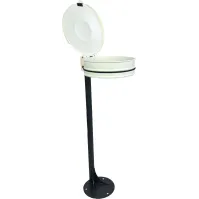 support-sac poubelle blanc sur poteau gris stable