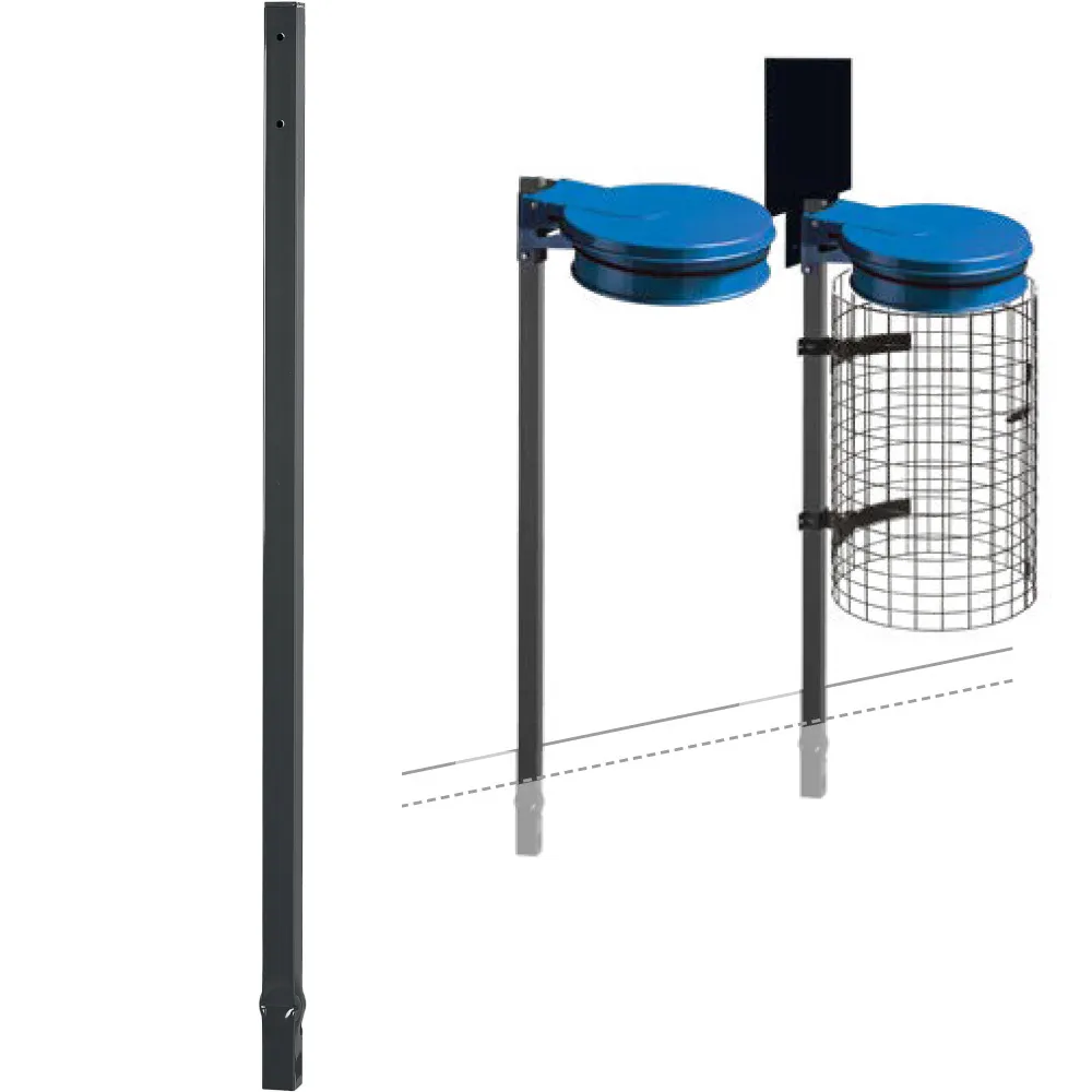 Poteau robuste pour fixer support de sacs-poubelles
