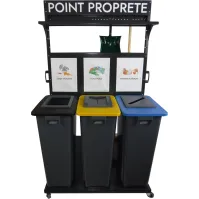 équipement mobile Point 5S pour ateliers propres avec 3 bacs déchets