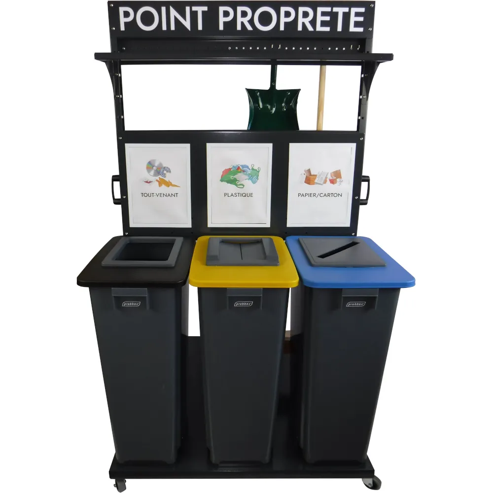 équipement mobile Point 5S pour ateliers propres avec 3 bacs déchets