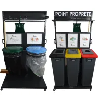 équipement mobile 5S pour propreté ateliers avec cinq zones déchets