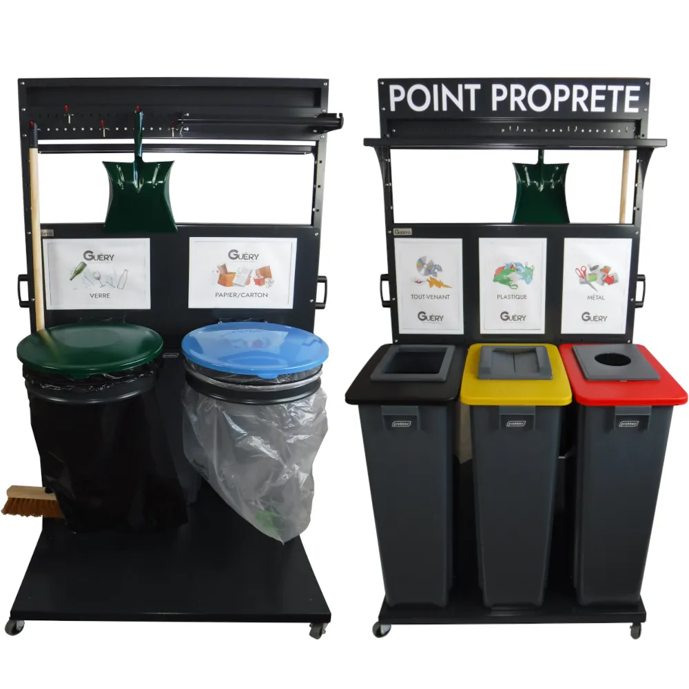 équipement mobile 5S pour propreté ateliers avec cinq zones déchets