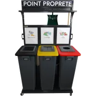 3 bacs poubelle de 80 litres pour tri sélectif Point 5S