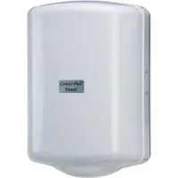 Distributeur robuste en plastique pour bobines d'essuyage central.