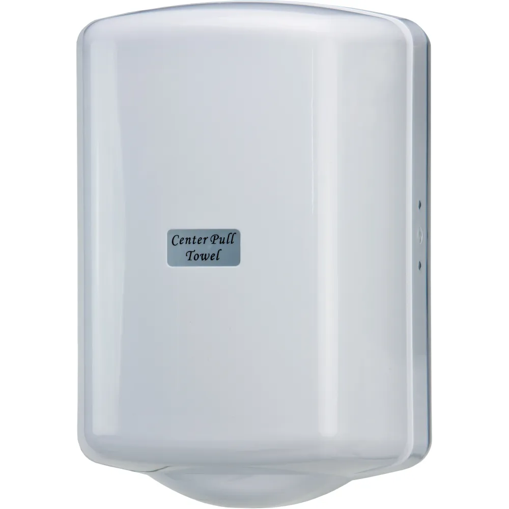 Distributeur robuste en plastique pour bobines d'essuyage central.