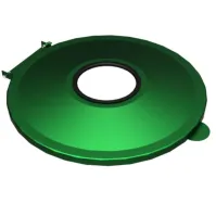 Couvercle vert innovant pour maintien sac-poubelle.