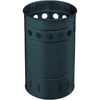 Corbeille ronde acier zingué gris 35L robuste et élégante.