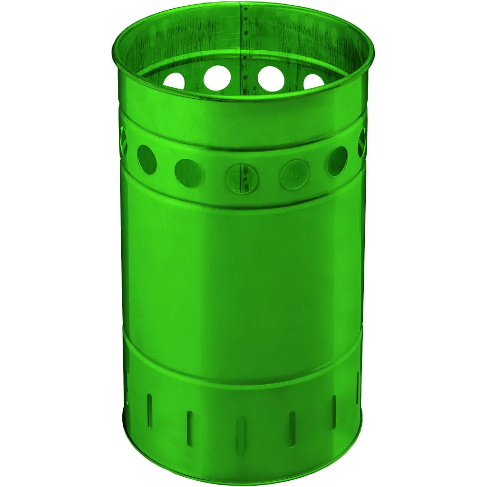 Corbeille verte en acier zingué
