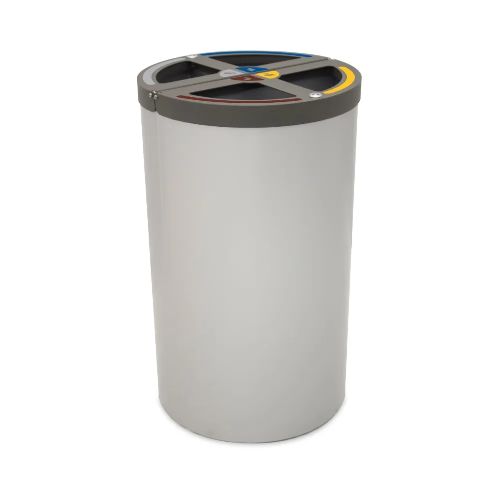 Poubelle Madrid ronde 4 flux 120 litres support de sac