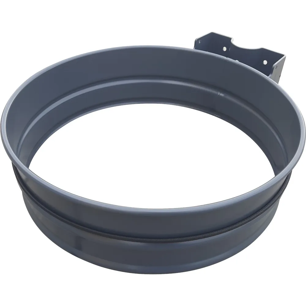 Couronne de support en métal gris pour sacs poubelle.