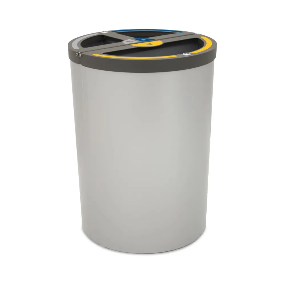 Poubelle Madrid ronde 3 flux 180 litres support de sac