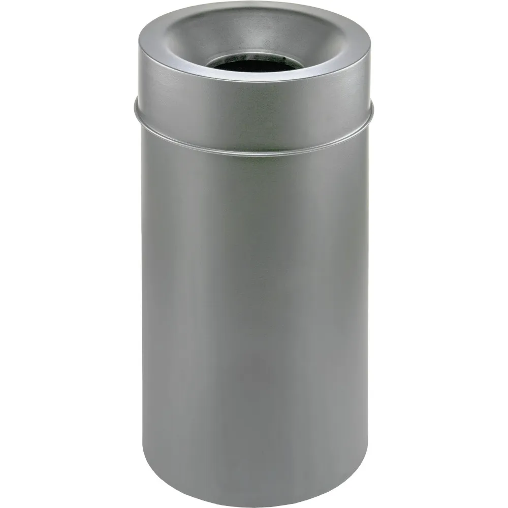 Corbeille murale grise sécurisée anti-feu ronde