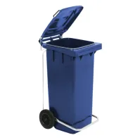 Poubelle bleue 120L HDPE roulette robuste tri sélectif