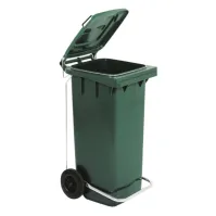 Poubelle verte 120L durable résistante UV roulettes robustes