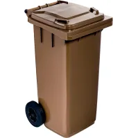 Poubelle marron 120L à roulettes pratique et robuste