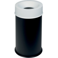 Poubelle antifeu 50L noire couvercle blanc sécurisée.