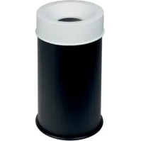 Poubelle antifeu 50L noire couvercle blanc sécurisée.