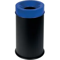 Poubelle antifeu noire couvercle bleu