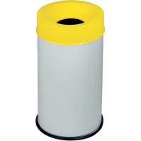 Poubelle antifeu blanc jaune 50L résistante sécurité
