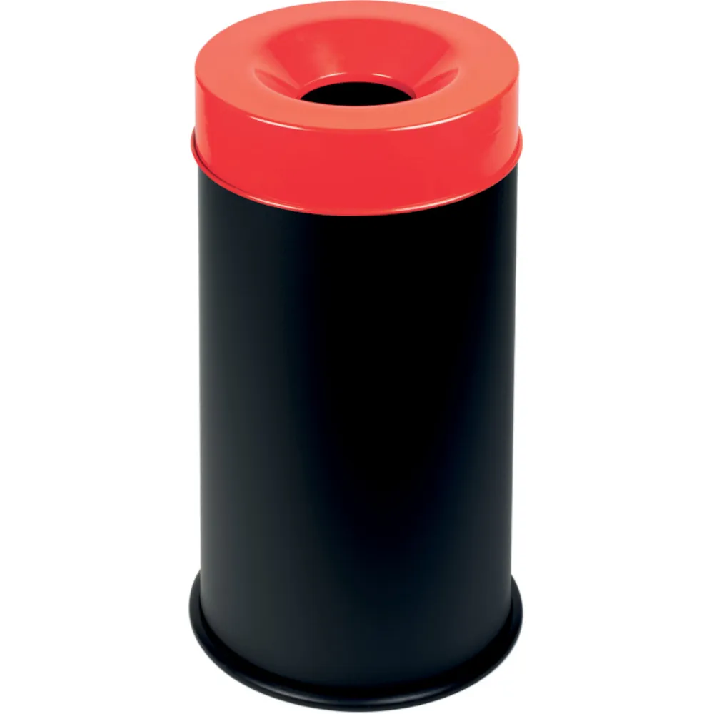 Grande poubelle antifeu noire et rouge