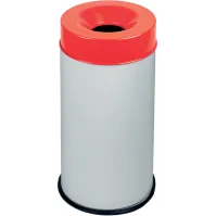 Poubelle antifeu 90 litres blanche et rouge