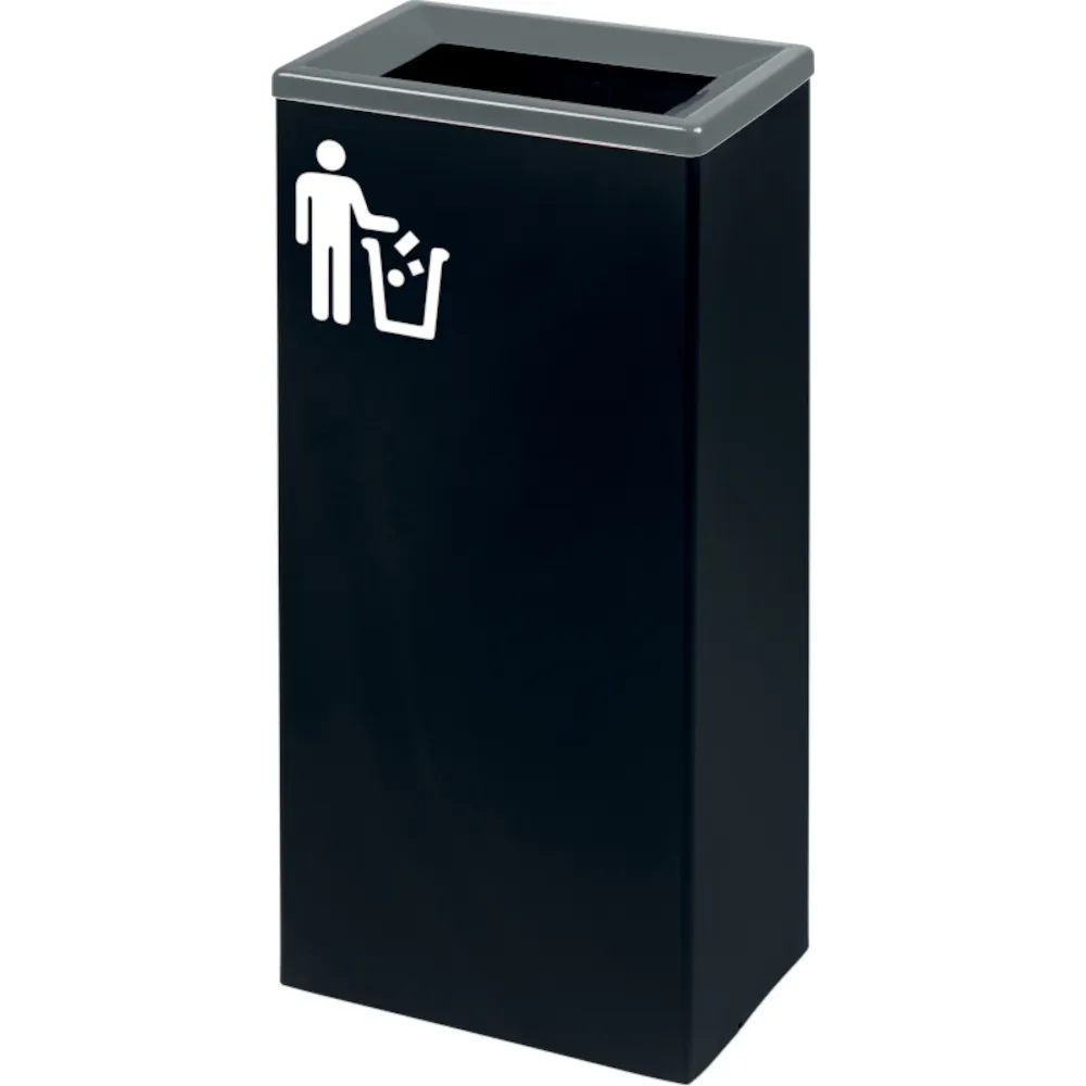 Corbeille tri-sélectif rectangulaire grise 60L pratique