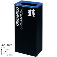 Corbeille tri sélectif bleue 42L robuste et esthétique