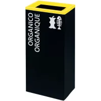 Corbeille jaune acier durable tri-sélectif 42L rectangulaire