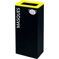 Corbeille tri-sélectif jaune durable acier époxy 42L rectangulaire