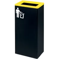 Corbeille tri-sélectif jaune 60L design rectangulaire moderne