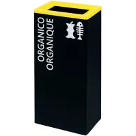 Corbeille tri-sélectif jaune robuste entonnoir 60L rectangulaire