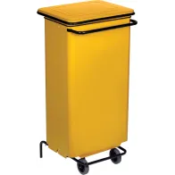 Poubelle jaune à pédale mobile 110L pour cuisine