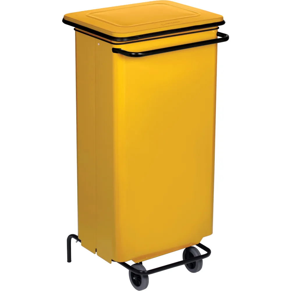 Poubelle jaune à pédale mobile 110L pour cuisine