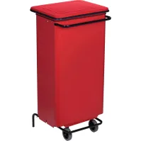 Poubelle rouge mobile à pédale