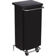 Poubelle noire à pédale mobile pour cuisine 110L