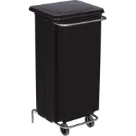 Poubelle noire à pédale mobile pour cuisine 110L