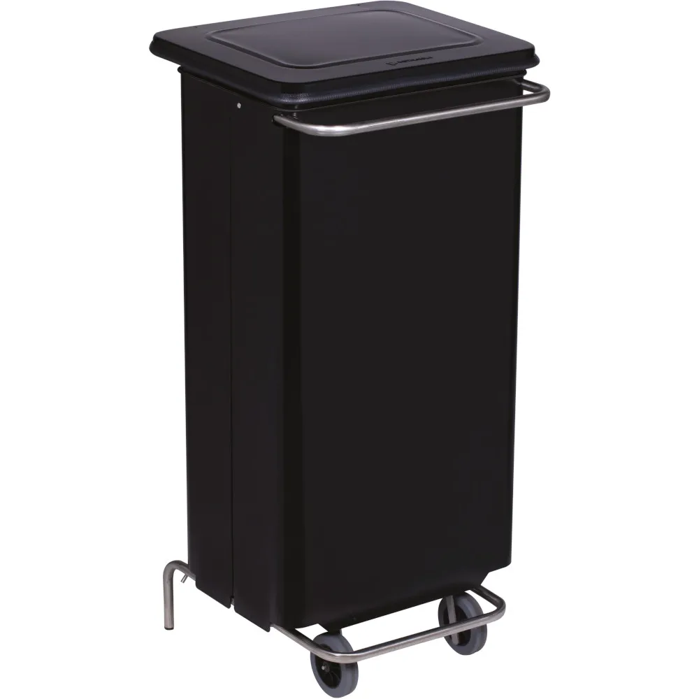 Poubelle noire à pédale mobile pour cuisine 110L