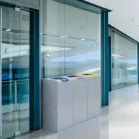 Ilot 3 corbeilles 75 litres ouverture tri-sélectif