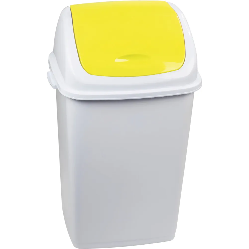 Poubelle jaune 50L couvercle basculant pratique