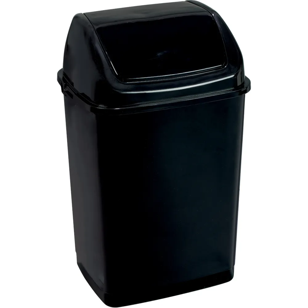 Poubelle noire 35L couvercle basculant élégante pratique