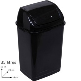 Poubelle noire 35L couvercle basculant pratique élégante
