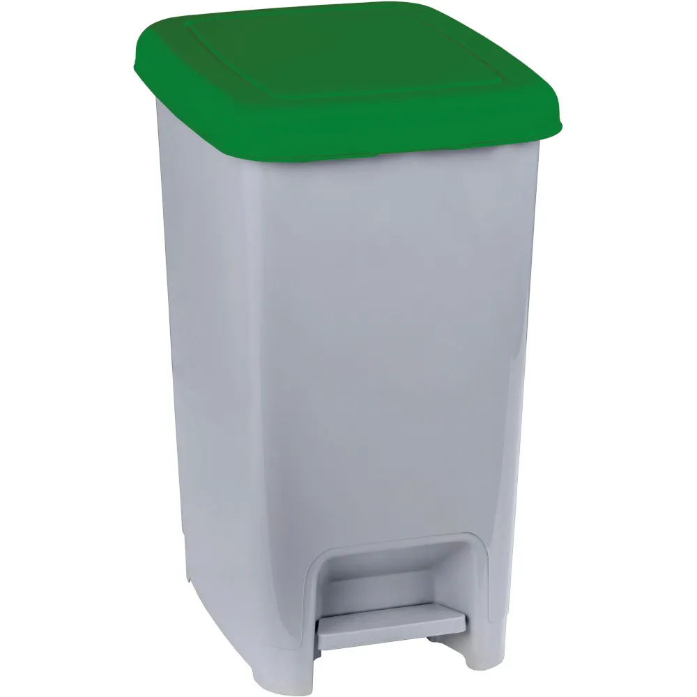 Poubelle à pédale grise verte 60L lot de 4
