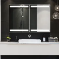 Armoire miroir LED personnalisable éclaire rangement élégant